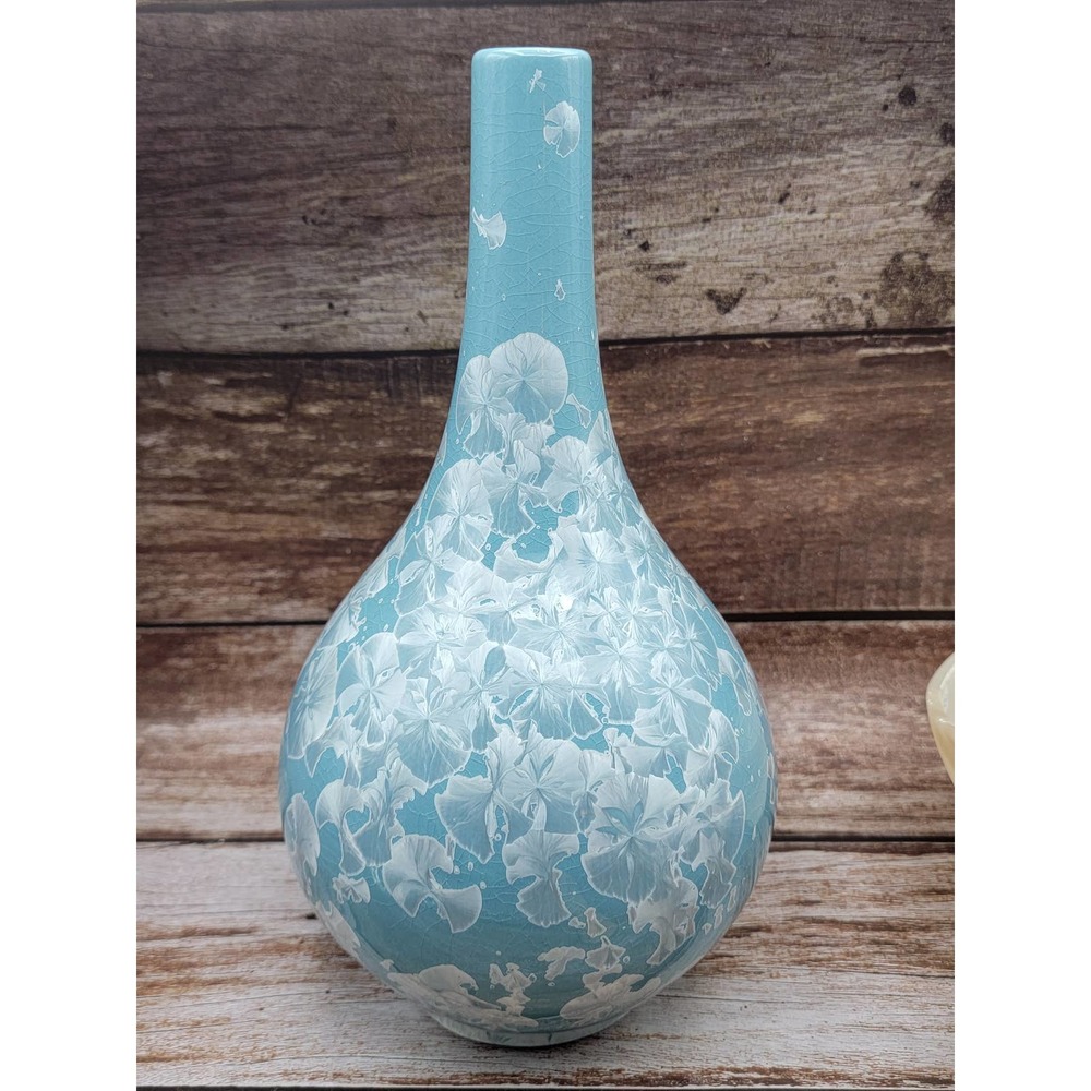 Beautiful blue crystalline vase